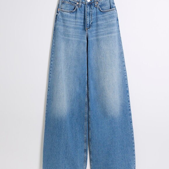 BNWT Blue mid rise elastic back palazzo jeans - Picture 3 of 5